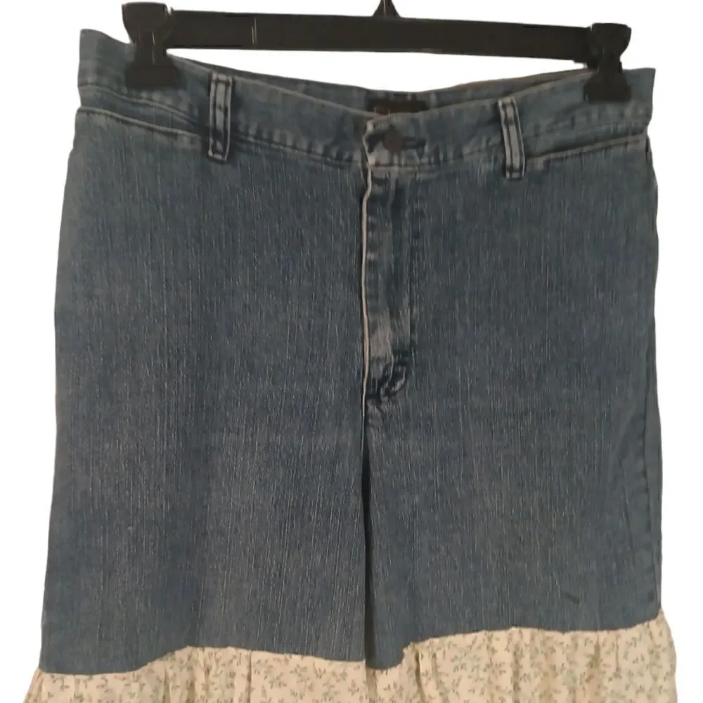 Upcycled recycled customized vintage hippie gypsy  bell bottom denim jean 12 - Picture 2 of 12